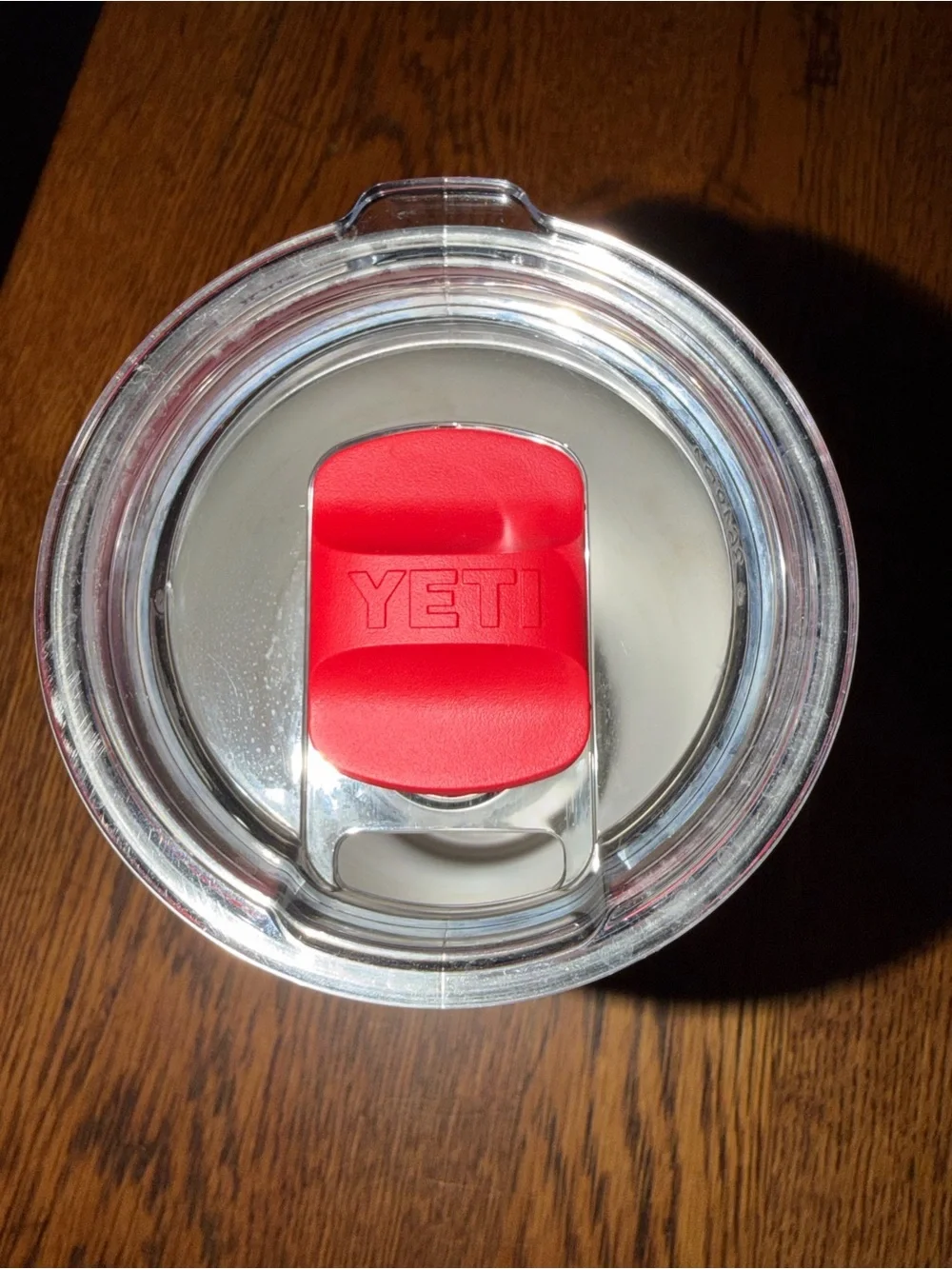 Yeti White Tumbler with Red & Blue Patriotic Logo